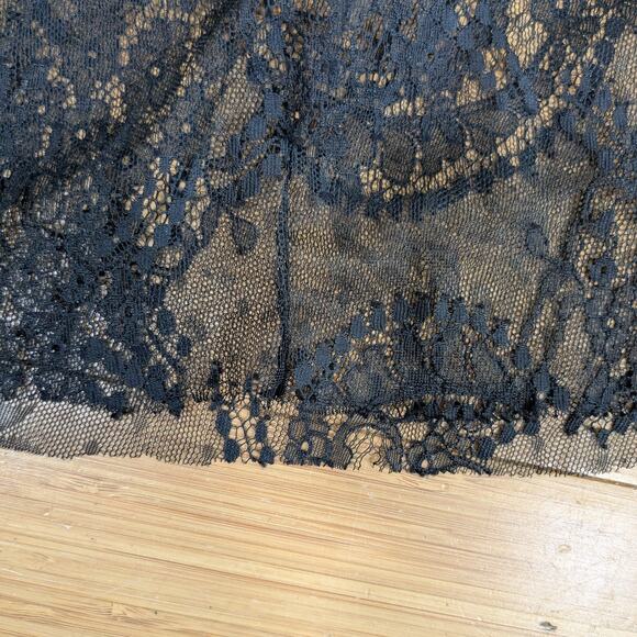 Bcbg Lace Silk Midi Dress 10 Black Tan Y2K Silk Babydoll Illusion Guest Cocktail - Picture 14 of 14